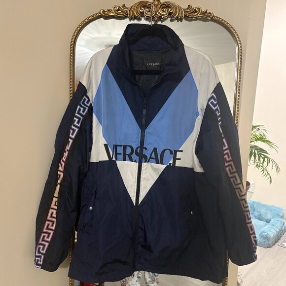Versace Mens Nylon Jacket Windbreaker Blue 54 (XXL) - Picture 1 of 2